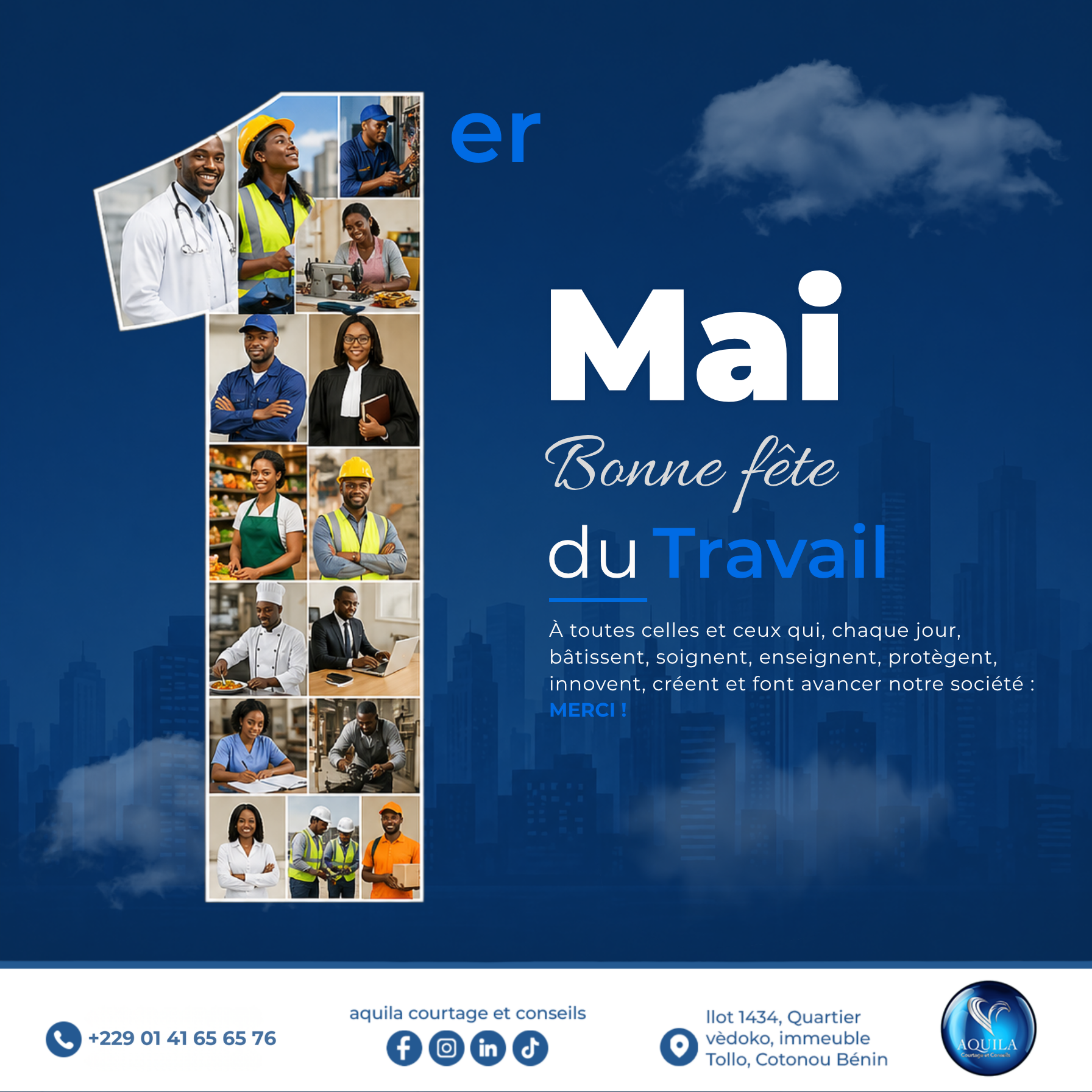 Fête du Travail : campagne AQUILA Courtage et Conseils - Courtier en Assurance
